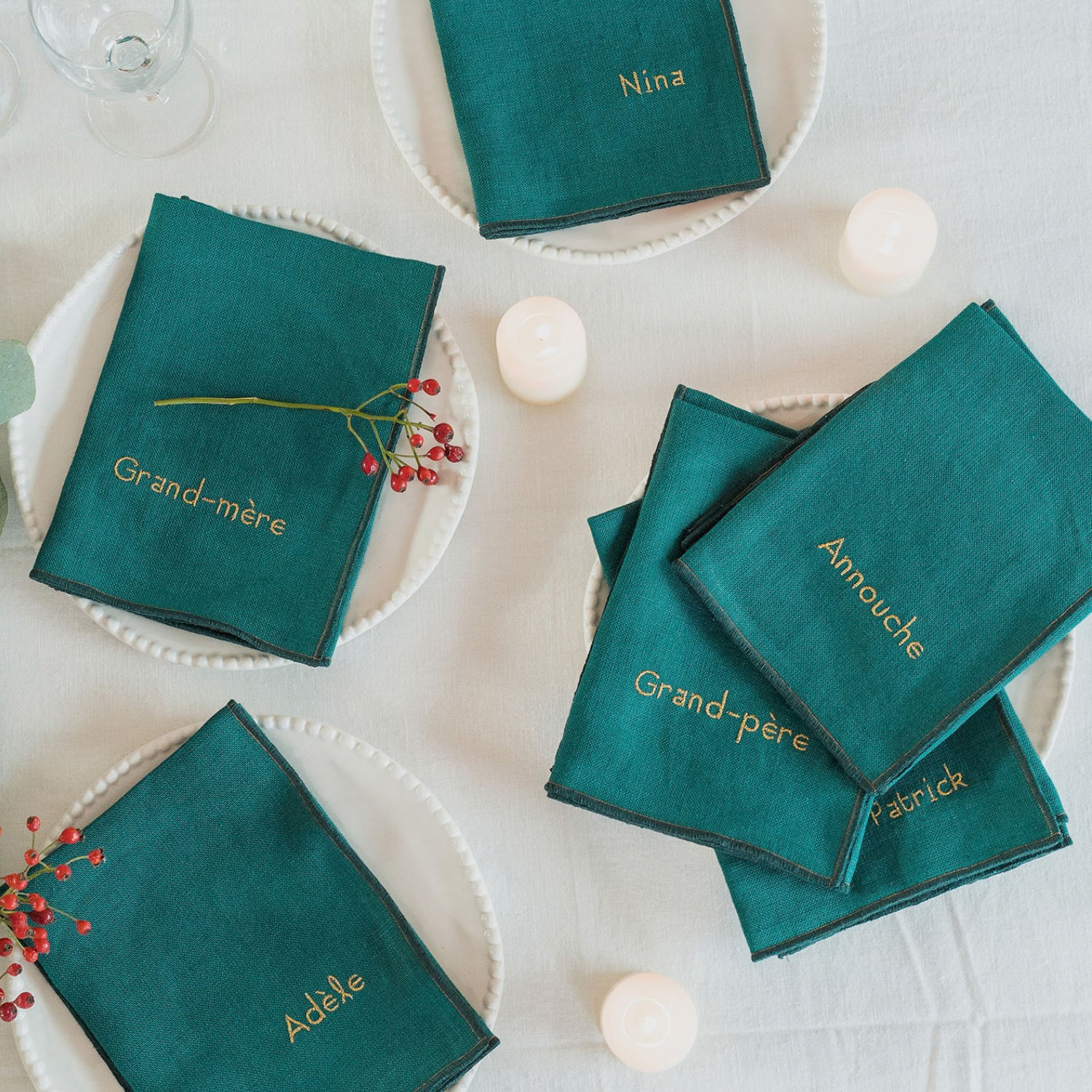 Pack 4 Peacock Gold Napkins
