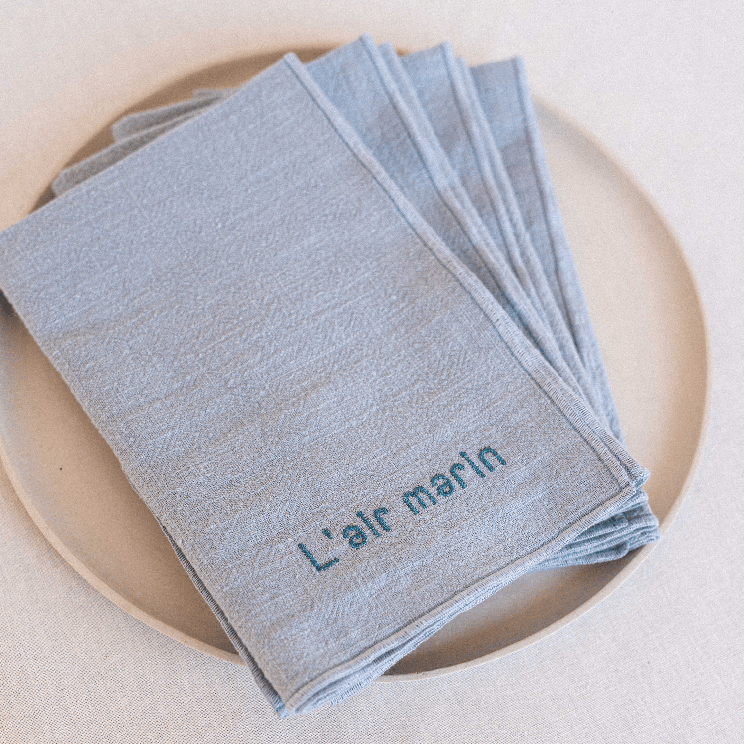 Set of 4 Misty Blue napkins
