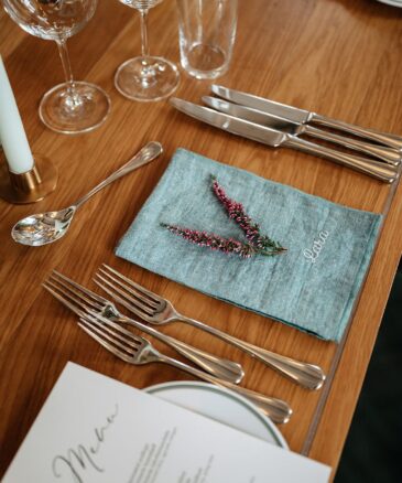 Serviettes de table Céladon Chiné pour une table de mariage